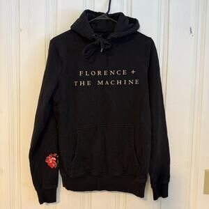 Florence & The Machine black hoodie logo print floral women's size small